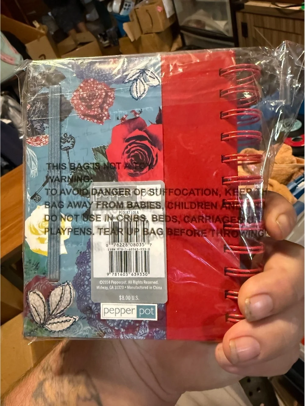 Pepper Pot Spiral-Bound Journal with Floral and Red Cover